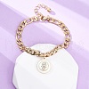304 Stainless Steel Flat Round with Hamsa Hand Charm Bracelets BJEW-A036-13G-02-2