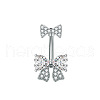 304 Stainless Steel Pave Clear Cubic Zirconia Curved Barbell Belly Rings FS-WG7A03F-03-1