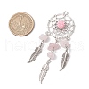 Natural Rose Quartz Dream Catcher Pendants PALLOY-MZ00709-02-2