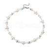 Starfish Synthetic Turquoise & Magnesite & Glass Seed Beaded Necklaces NJEW-JN05306-2