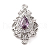 Brass Pave Cubic Zirconia Connector Charms KK-Z051-04P-02-1