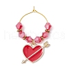 Valentine's Day Alloy Enamel Pendants Wine Glass Charms Sets AJEW-JO00223-3