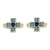 Brass Blue Cubic Zirconia Connector Charms KK-I719-01G-1