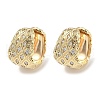 Brass Clear Cubic Zirconia Rhombus Hoop Earrings EJEW-D320-05G-3
