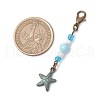 Ocean Theme Alloy Charm & Glass Beads Pendant Decorations HJEW-JM03158-02-3