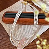 Round Imitation Pearl & Natural Rose Quartz Beaded Necklaces for Women and Girls DW1725-3