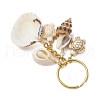 Ocean Style Natural Shell with Synthetic Turquoise Keychains KEYC-JKC01231-03-4