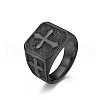 Square with Cross Pattern 304 Stainless Steel Finger Rings for Men FS-WGAC6B1-10-2