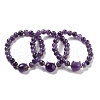 Round & Cat Head Natural Mixed Stone Beaded Stretch Bracelets for Women BJEW-K251-03-2