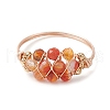 Natural Carnelian Beads with Solid Round Brass Beads and Eco-Friendly Copper Wire Rings RJEW-TA00184-02-2