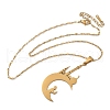 304 Stainless Steel Hollow Moon with Castle and Prayer Pendant Necklaces for Ramadan & Eid Mubarak NJEW-D318-05G-4