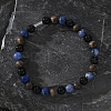 Natural Blue Veined Stone Black Agate Cylinder Men's Bracelets MW6661-1