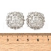 Flower Brass Clear Cubic Zirconia Bead Caps KK-V008-02P-3