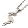 201 Stainless Steel Flamingo Pendant Necklace with Cable Chains NJEW-Q317-13P-2