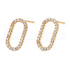 Clear Cubic Zirconia Oval Stud Earrings EJEW-N012-43-1