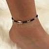 Bohemian Glass Seed Bead & Natural Cowrie Shell Beaded Anklets FS-WG8F2C0-01-1