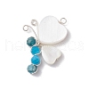 4Pcs 4 Styles Faceted Round Natural Carnelian & Amethyst & Apatite & Green Aventurine Beaded Copper Wire Wrapped Butterfly Pendants PALLOY-TA00235-3