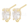 Brass Micro Pave Clear Cubic Zirconia Stud Earring Findings KK-Z099-02G-02-1
