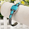 Square Alloy Synthetic Turquoise Cuff Bangles for Women WGCD943-02-2