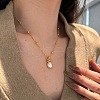Bowknot & Oval 925 Sterling Silver Micro Pave Cubic Zirconia Pendant Necklaces for Women NJEW-F338-09G-1