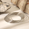 5Pcs Stylish 304 Stainless Steel Plain Bangles for Women CS8821-1-1