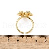 Flower Brass Micro Pave Clear Cubic Zirconia Cuff Rings RJEW-S633-02G-5