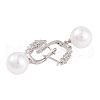 Rack Plating Brass Clear Cubic Zirconia ABS Pearl Earrings EJEW-S219-15P-10-2