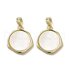 Brass Pave Shell Pendants KK-I708-14B-G-1