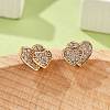 Brass Micro Pave Clear Cubic Zirconia Stud Earrings for Women EJEW-G428-25G-06-1
