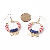 Independence Day Polymer Clay Heishi Beaded Ring with Star Dangle Earrings EJEW-TA00186-3