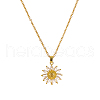 Elegant Brass Clear Cubiz Zirconia Flower Pendant Necklaces GH4498-3