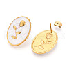 304 Stainless Steel Enamel Stud Earrings EJEW-T047-30G-A-2