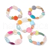 Rainbow Color Nuggets Acrylic Beaded Stretch Bracelets for Women BJEW-JB10497-1