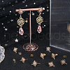 Beebeecraft 10Pcs Brass with Pink Cubic Zirconia Stud Earring Findings KK-BBC0013-36-4