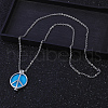 Fashionable Alloy Peace Sign Diffuser Locket Pendant Necklaces with Deep Sky Blue Plush Aromatherapy Pad Inside GS4253-2