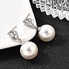 925 Sterling Silver Clear Cubic Zirconia Heart with Round Dangle Stud Earrings EJEW-L300-05P-3