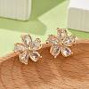 Flower Brass Micro Pave Cubic Zirconia Stud Earrings for Women EJEW-G428-28A-02-2