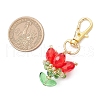 Flower Glass Pendants Decorations HJEW-MZ00248-01-3