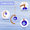 SUPERFINDINGS 4Pcs 4 Colors Handmade Woven Cotton Thread with Turkish Glass Evil Eye Wall Hanging Ornament HJEW-FH0001-63-3