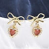 Brass Micro Pave Clear Cubic Zirconia Dangle Stud Earrings EJEW-F362-06G-1