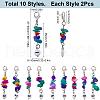 SUNNYCLUE 20Pcs Number 0~9 Synthetic Turquoise Chip & Acrylic Beaded Locking Stitch Markers HJEW-SC0001-54-2
