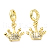 Brass Micro Pave Cubic Zirconia European Dangle Charms KK-D325-14G-1