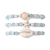 3Pcs 3 Styles Round Acrylic & Glass Beaded Stretch Bracelet Sets BJEW-JB10730-02-1