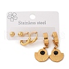 304 Stainless Steel Fan Stud & Hoop Earrring Set for Women EJEW-U063-04G-1