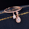 Teardrop Brass Micro Pave Clear Cubic Zirconia Cuff Rings for Women FS-WGF79F5-03-1