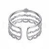 Non-Tarnish 304 Stainless Steel Star Open Cuff Ring RJEW-T023-94P-2