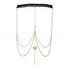 Brass Clear Cubic Zirconia Layered Sun Butterfly Tassel Thigh Leg Chains AJEW-AN00638-2