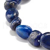 Natural Lapis Lazuli Nuggets Beads Stretch Bracelet BJEW-JB07144-03-4