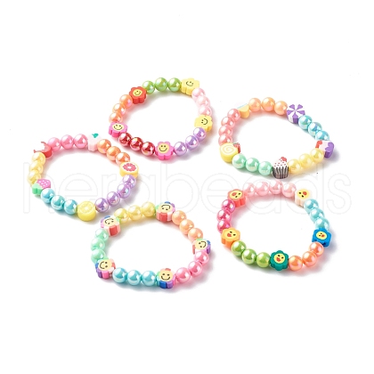 Opaque Acrylic Beads Stretch Bracelet Sets for Kids BJEW-JB06403-1