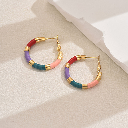 Sweet Stainless Steel Classic Hoop Earrings for Women ZH6889-6-1